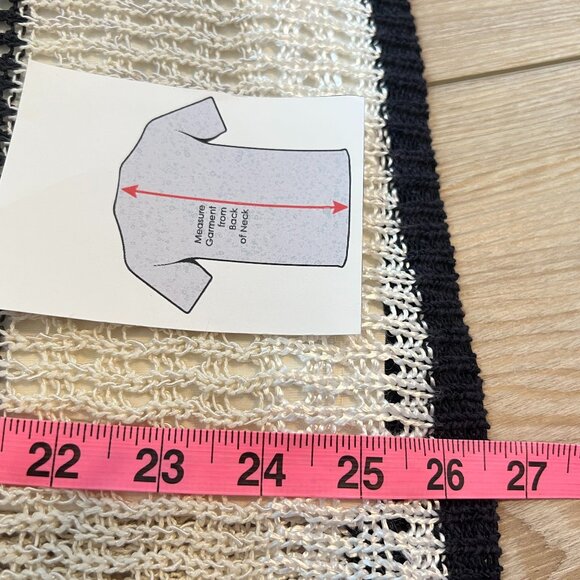 ✨Laura Nautical  Open Weave Knit Sweater Quiet Luxury Crochet Top Size L✨ - Picture 12 of 16